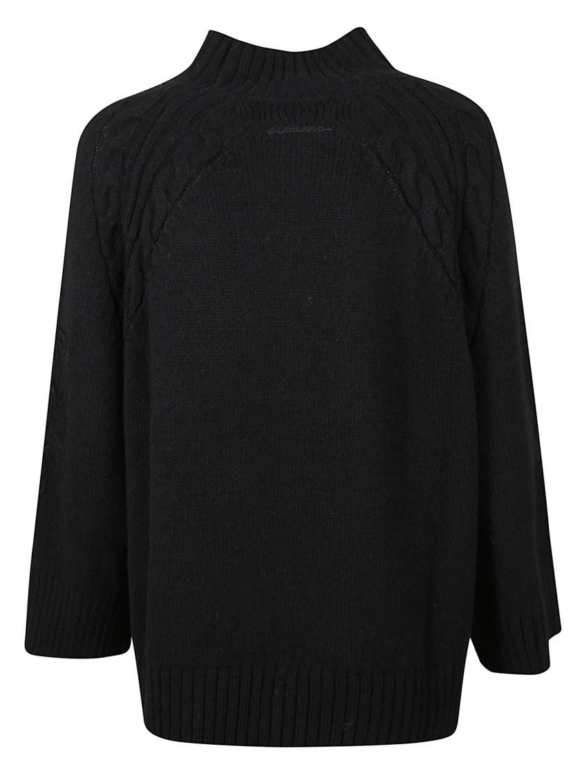 Ermanno Firenze Raglan Sleeve Turtleneck Sweater With Embroidered Details
