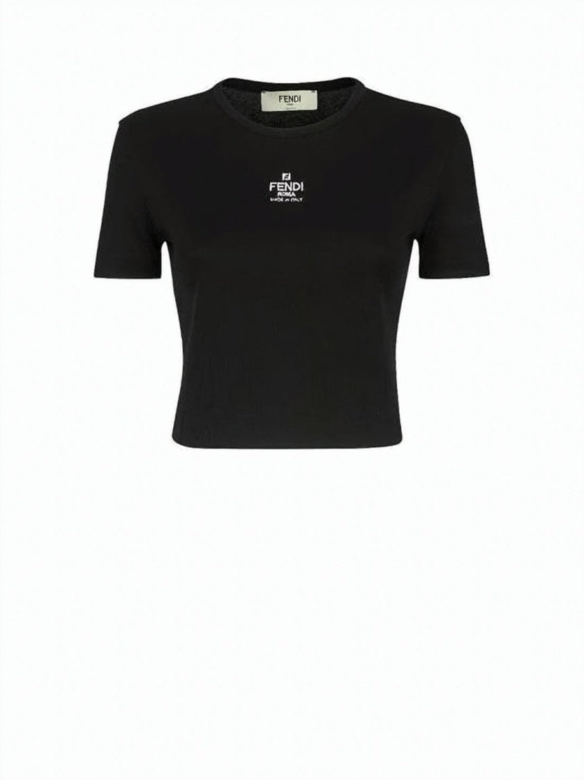 Fendi Fitted Crop Top With Round Neckline