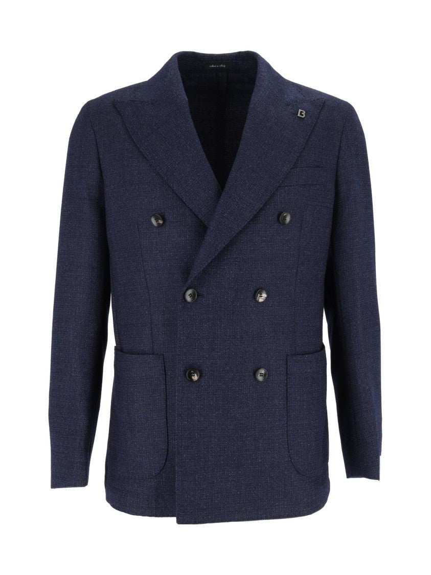 Breras Double-Breasted Jacket With Wide Lapels In Deep Navy