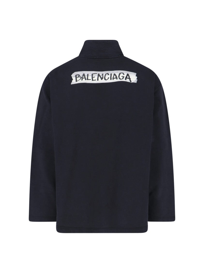 Balenciaga "Masking Tape" Zip Hoodie – Black
