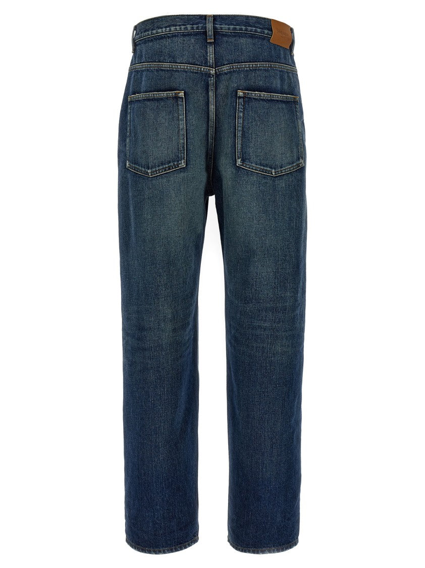 Saint Laurent Straight Leg Stonewashed Denim Jeans
