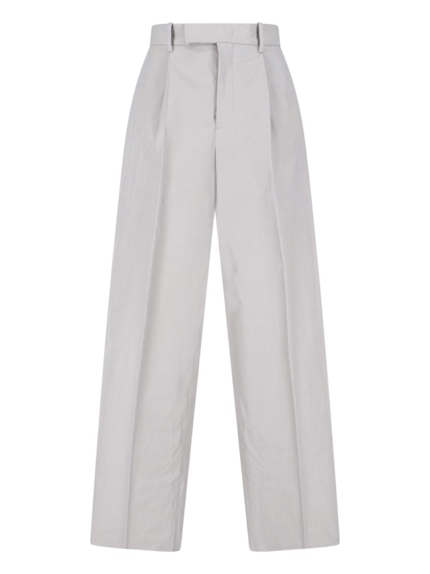 Jil Sander Grey High-Waisted Tailored Wide-Leg Trousers