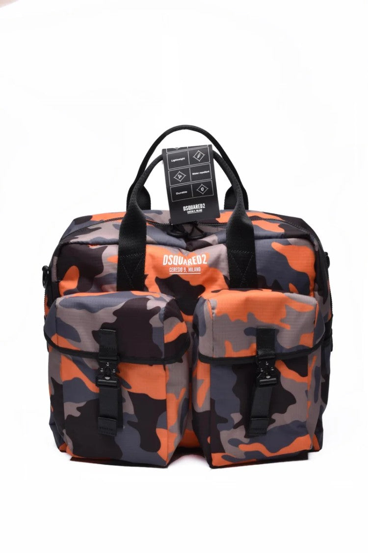 Dsquared2 Nylon Briefcase - Orange/Brown