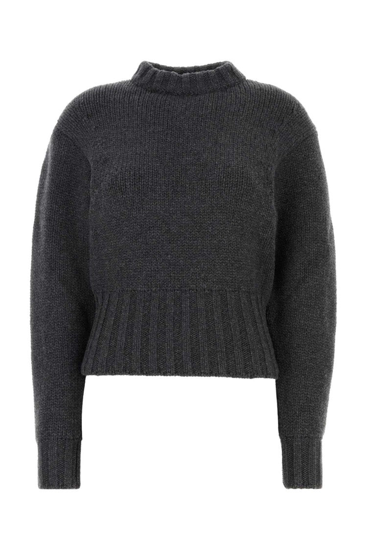 Alexander Mcqueen Melange Dark Grey Stretch Wool Blend Sweater