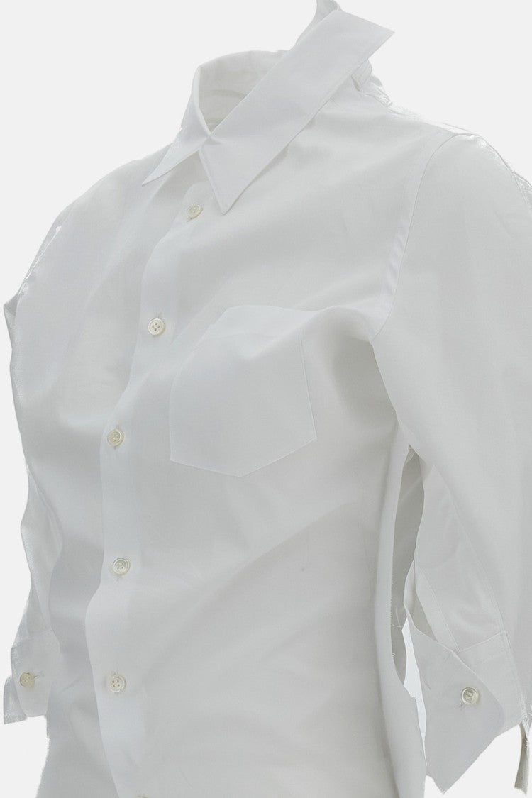 Junya Watanabe White Asymmetric Applied Panels Cotton Shirt