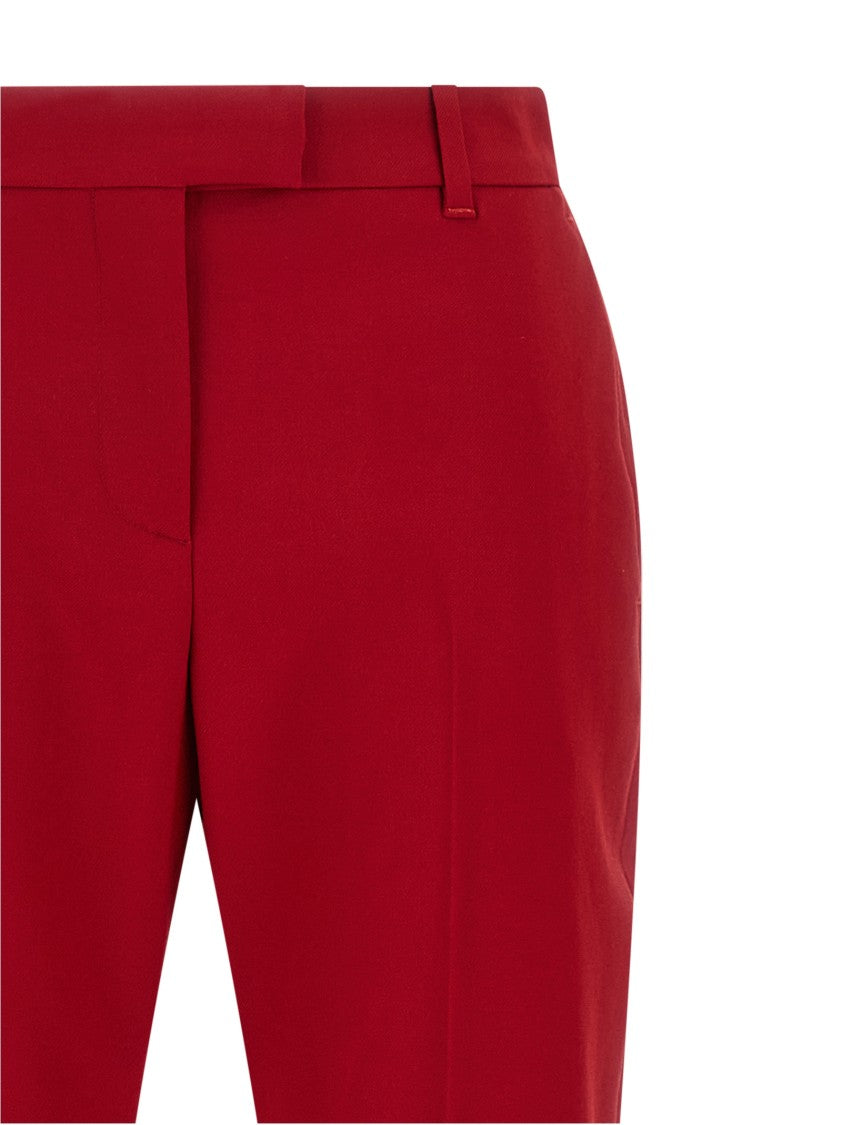 Mcqueen Stretch Wool Gabardine Trousers With Pleat Detail