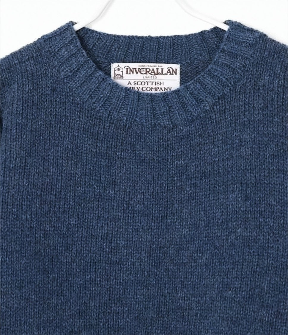 Inverallan Textured Knit Wool Sweater With Crew Neck Design