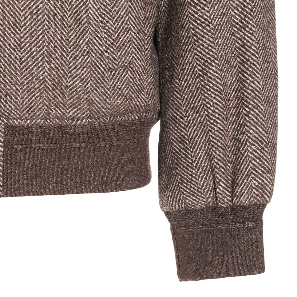 Montecore Brown Tweed Zip-Up Bomber Jacket