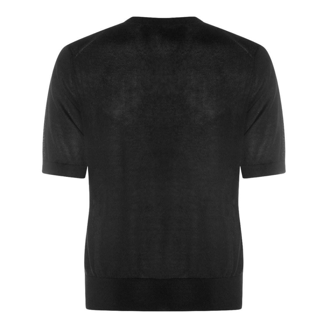 Seven Gauge Short-Sleeve Black T-Shirt With Classic Crew Neckline