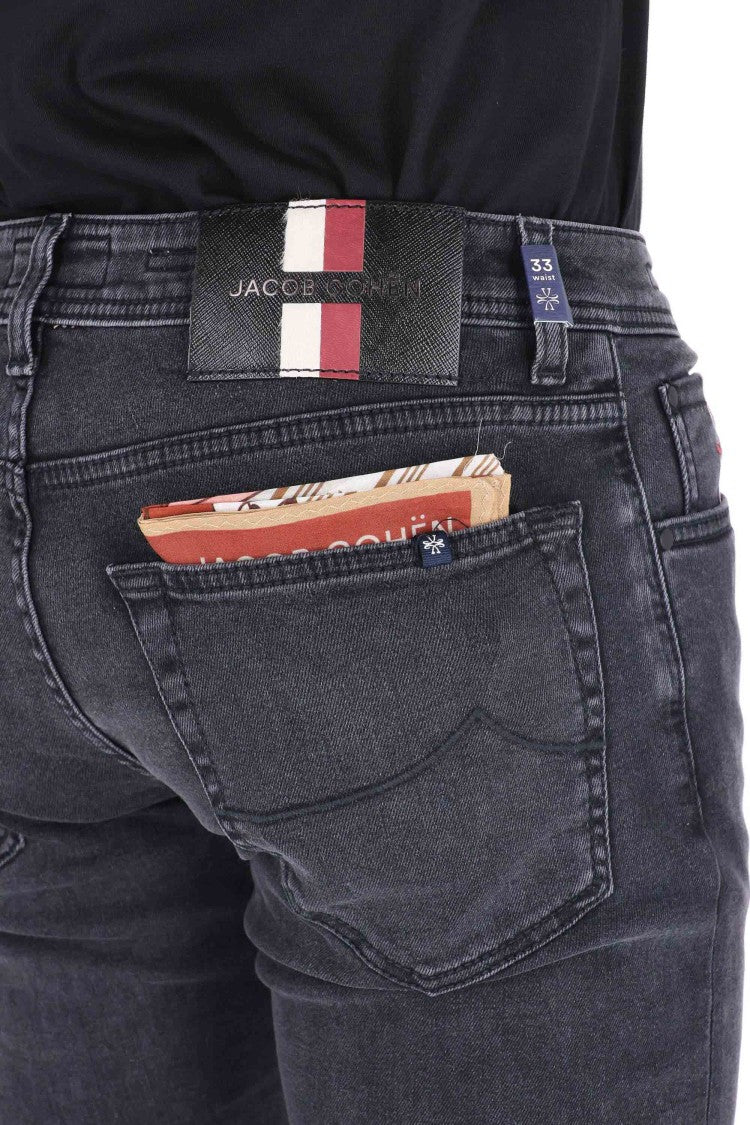 Jacob Cohen Saffiano Label Cotton-Modal Stretch Jeans Nick Fit