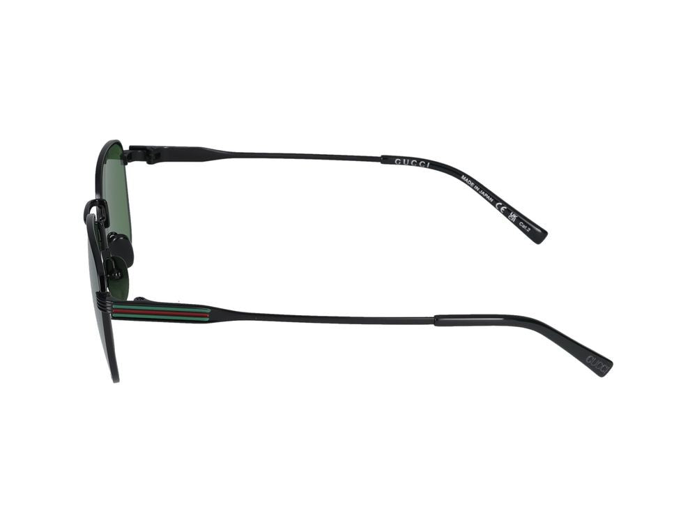 Gucci Black Square Frame Metal Sunglasses