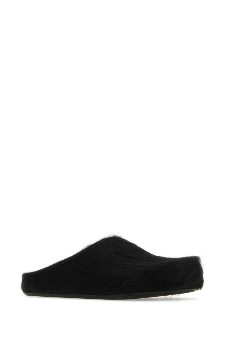 Marni Black Calf Hair Fussbett Slippers