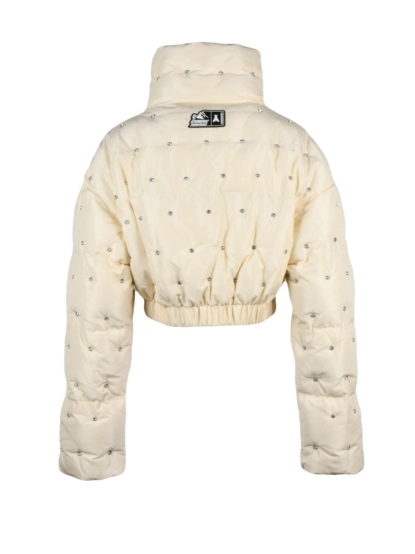 Patrizia Pepe White Polyester Zip Padded Cropped Down Jacket