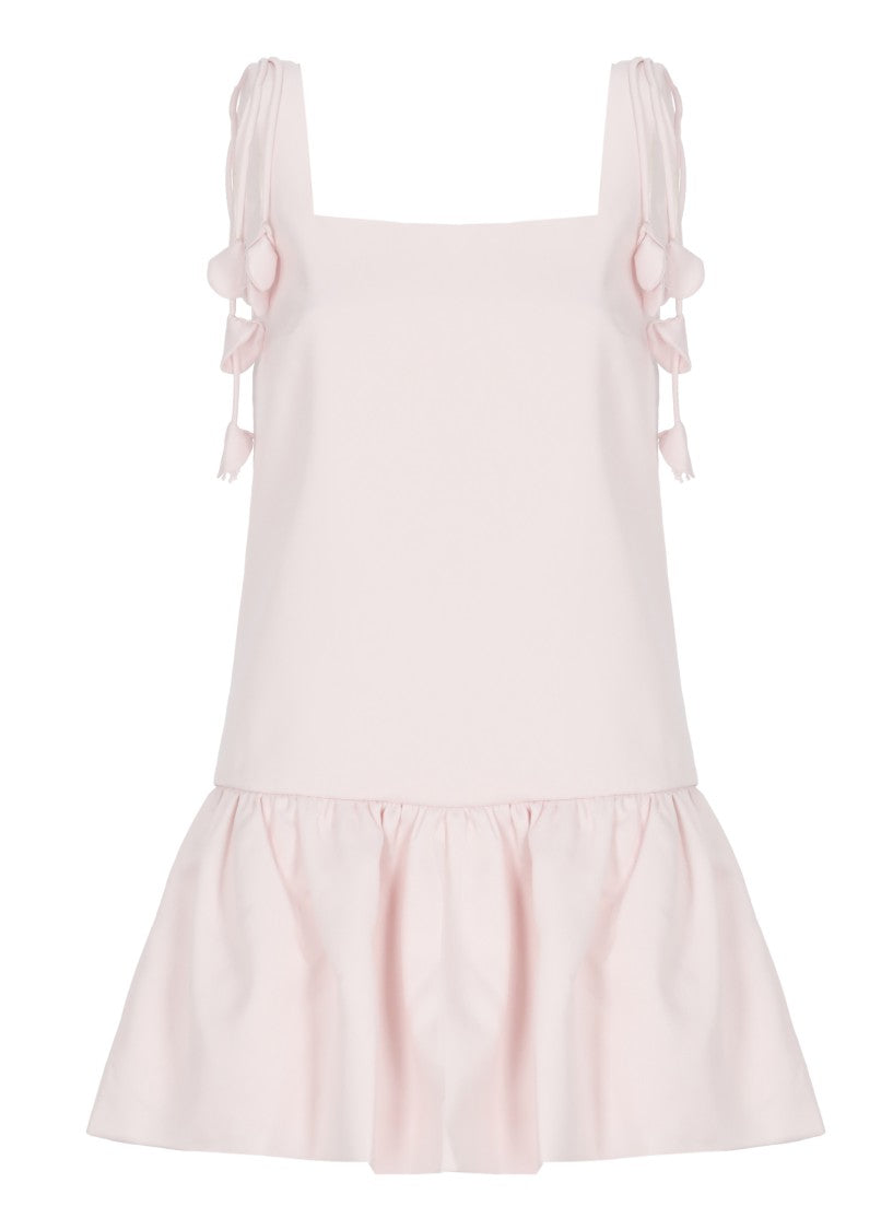 Self-Portrait Flared Mini Dress With Squared Neckline And Floral Accents