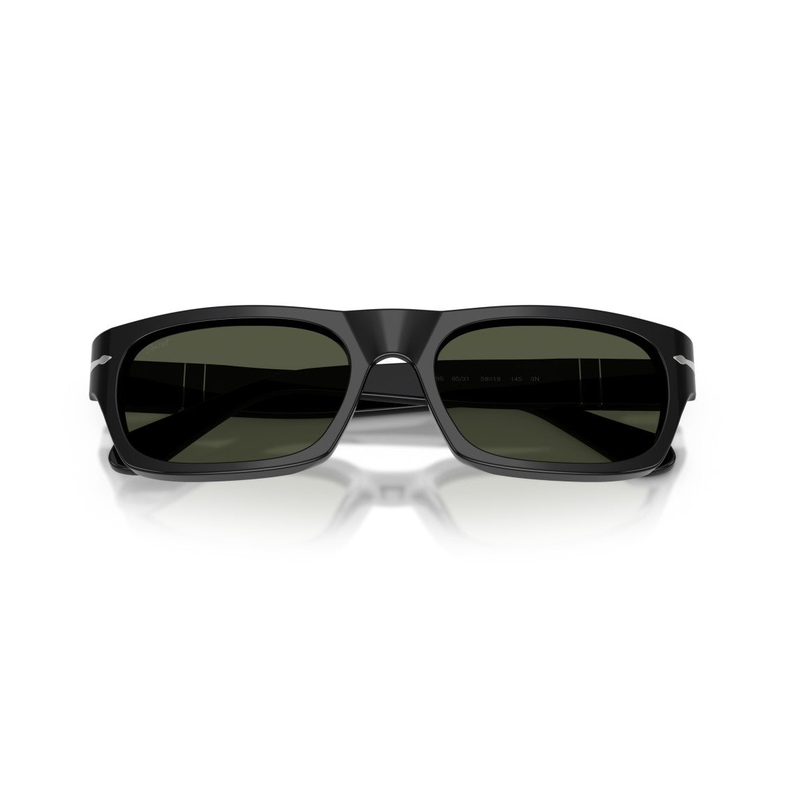 Persol 0Po3398s Rectangular Black Acetate Sunglasses With Silver Arrow Detail