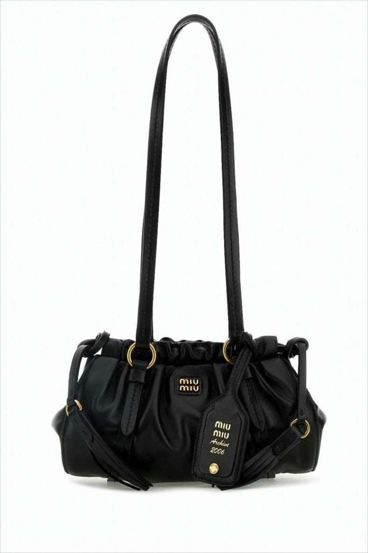 Miu Miu Ruched Lambskin Leather Shoulder Bag