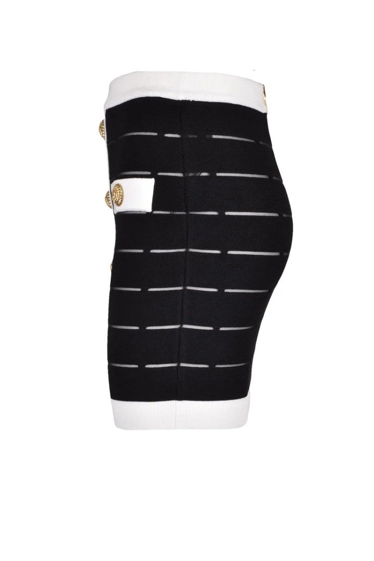 Balmain Knit Mini Skirt - Black/White
