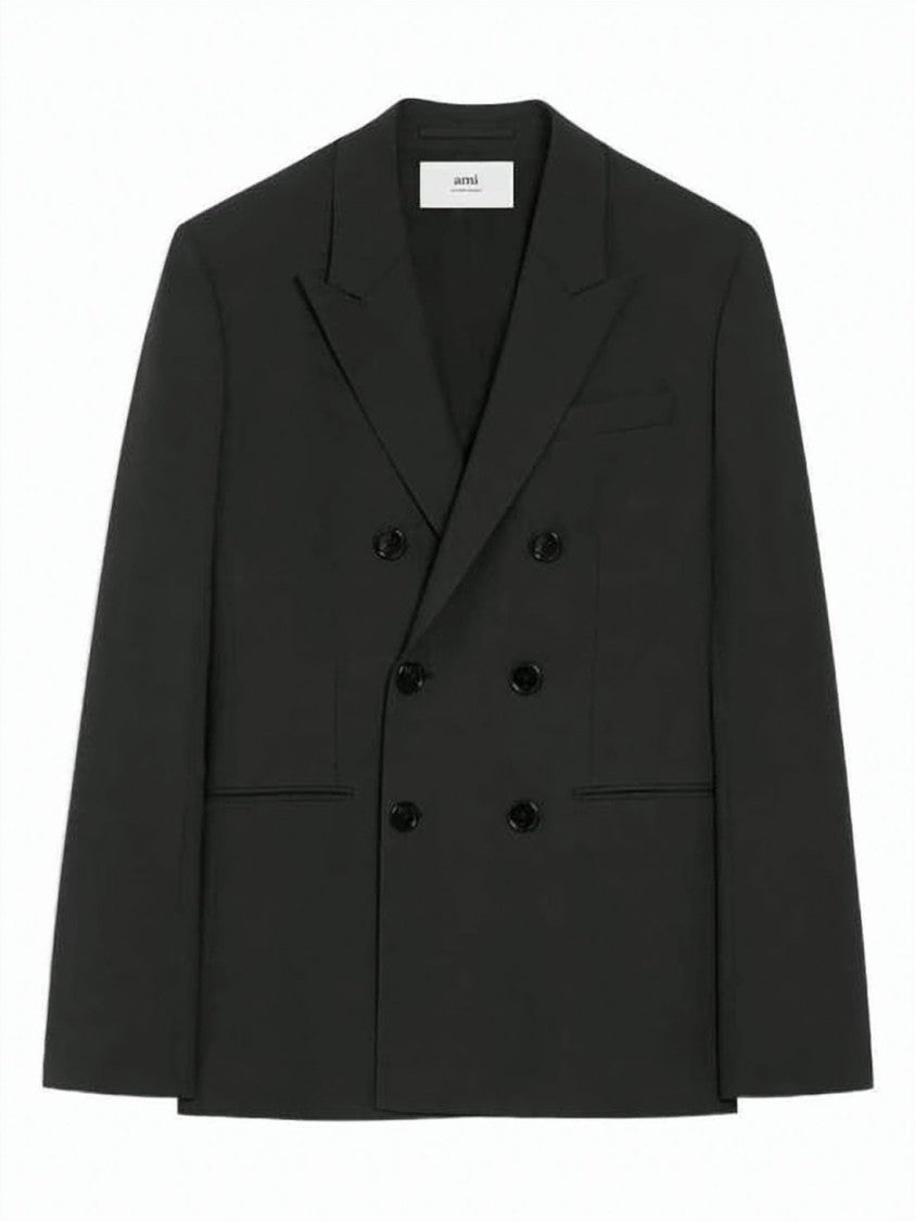 Ami Paris Double-Breasted Tailored Jacket With Wide Lapels