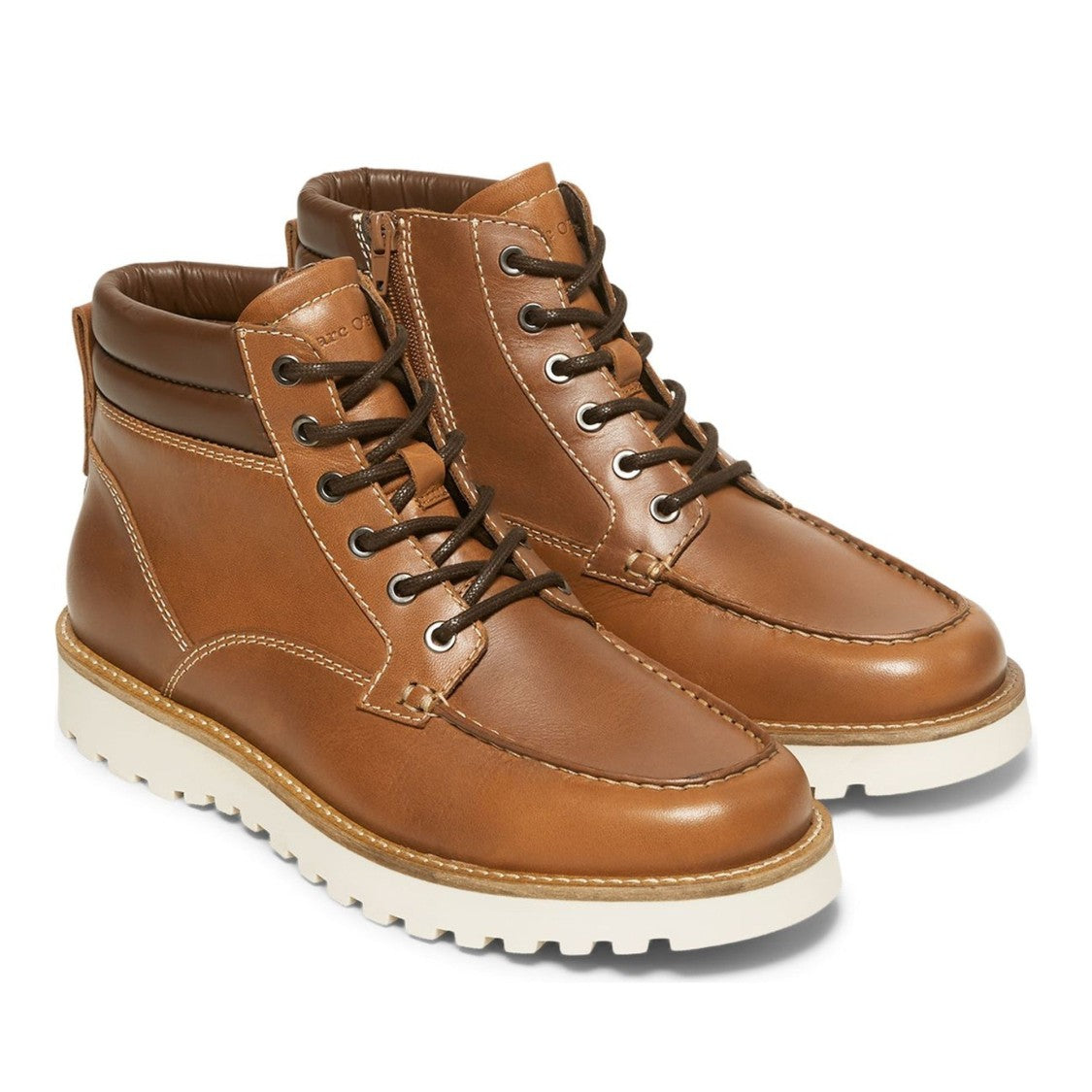 Marc O'polo Brown Jack 11A Leather Lace-Up Side Zip Boots