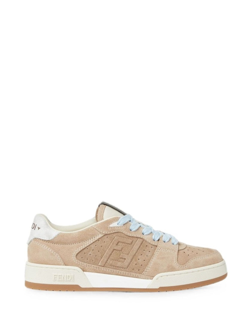 Fendi Beige Perforated Suede Sneakers