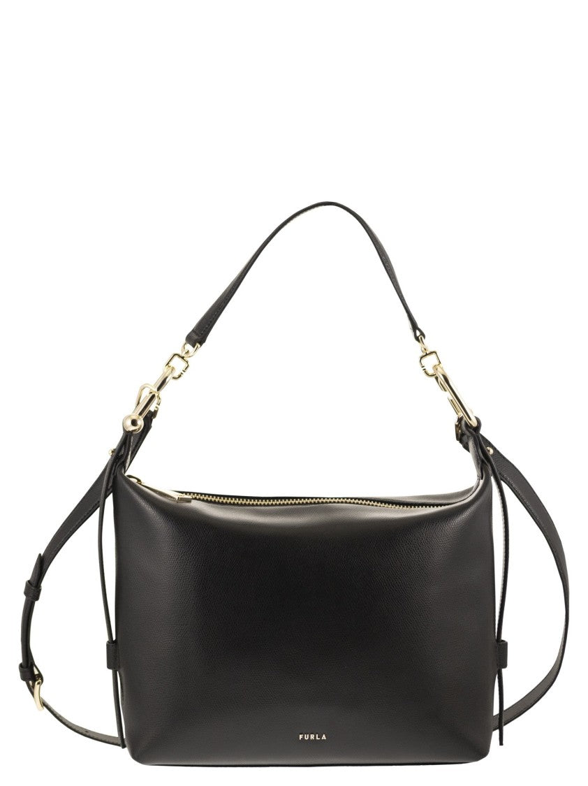Furla Geometric Leather Hobo Bag With Arcosfera Hardware