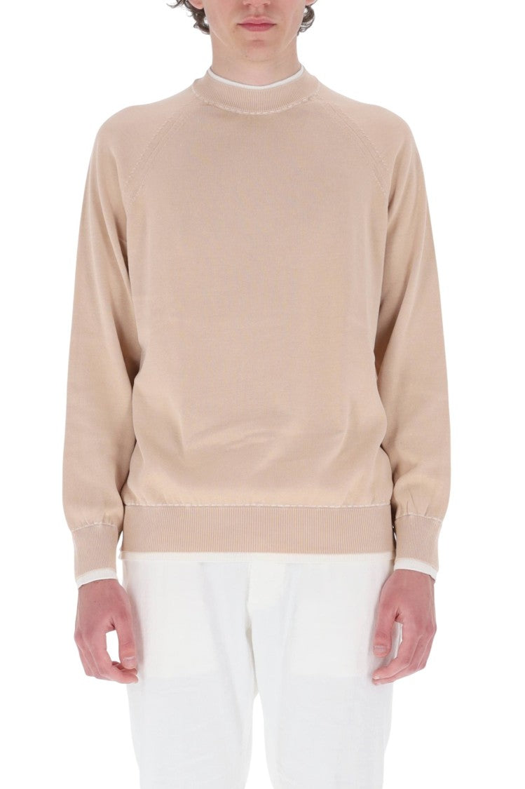 Eleventy Layered-Effect Contrast Trim Crewneck Sweater