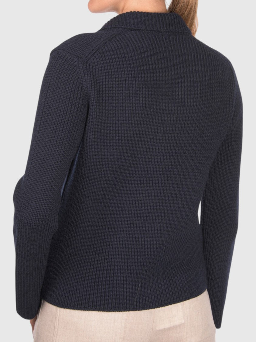Gran Sasso Pearl Rib Knit Merino Wool Jacket With Patch Pockets