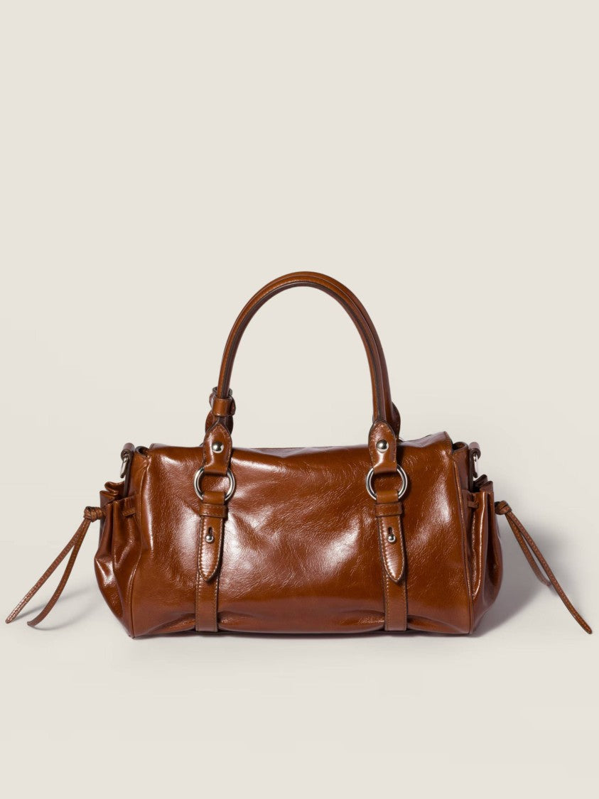 Miu Miu Chocolate Cylindrical Leather Handbag