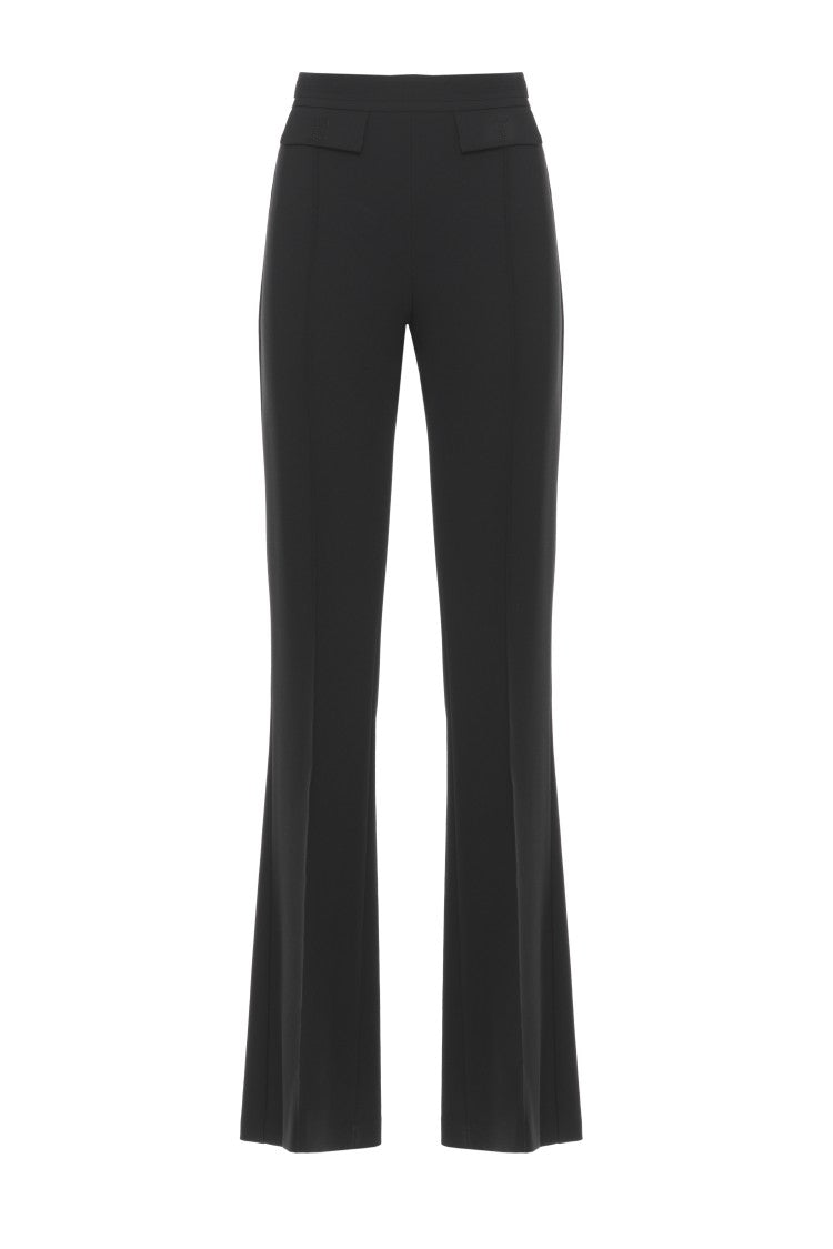 Elisabetta Franchi Black Embroidered Logo Straight-Leg Pants