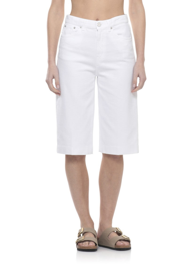 Dondup White Delfine Cotton Denim Shorts