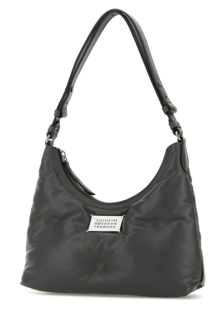 Maison Margiela Dark Grey Nappa Leather Small Glam Slam Hobo Shoulder Bag