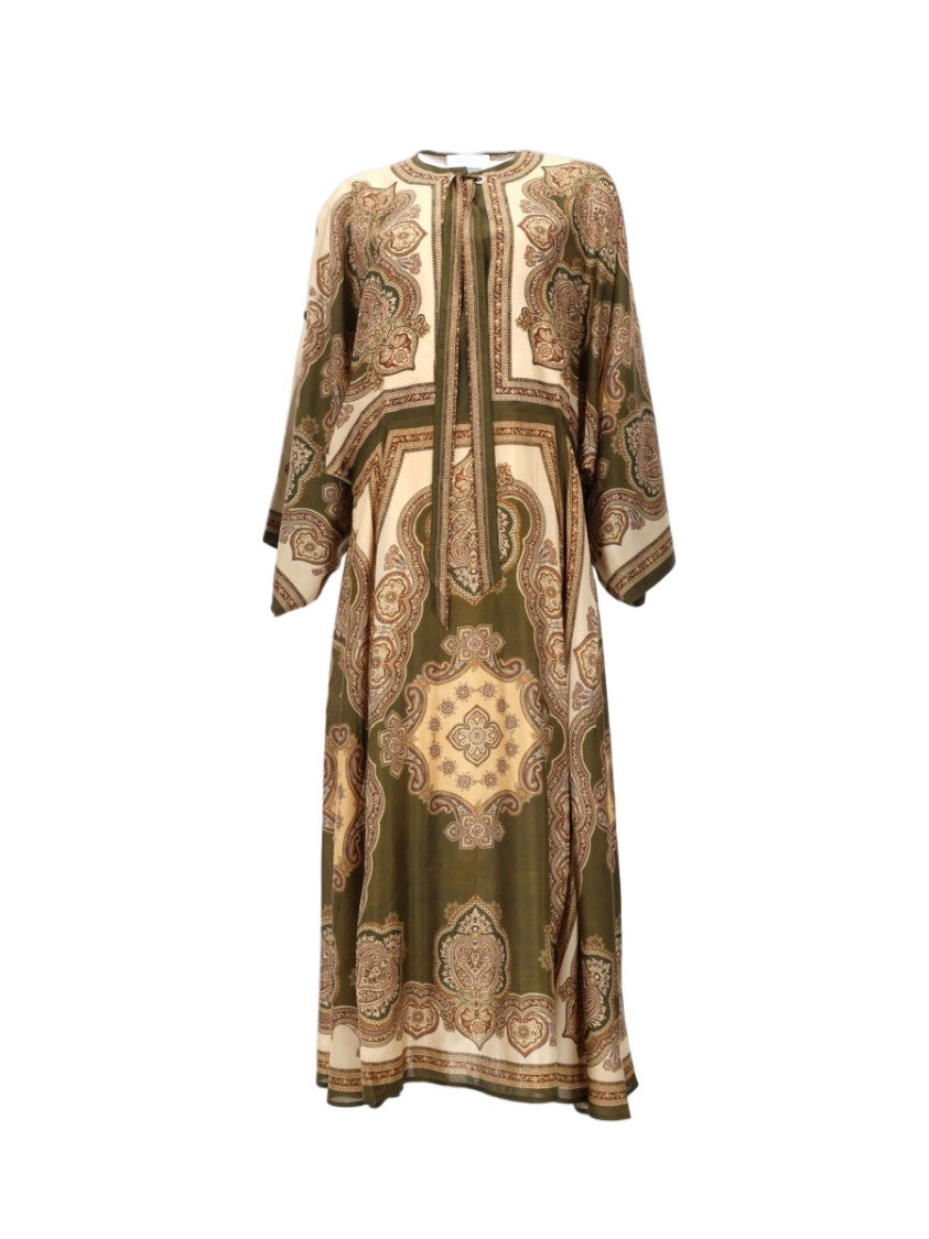 Zimmermann Midi Silk Tunic Dress With Earthy Motifs