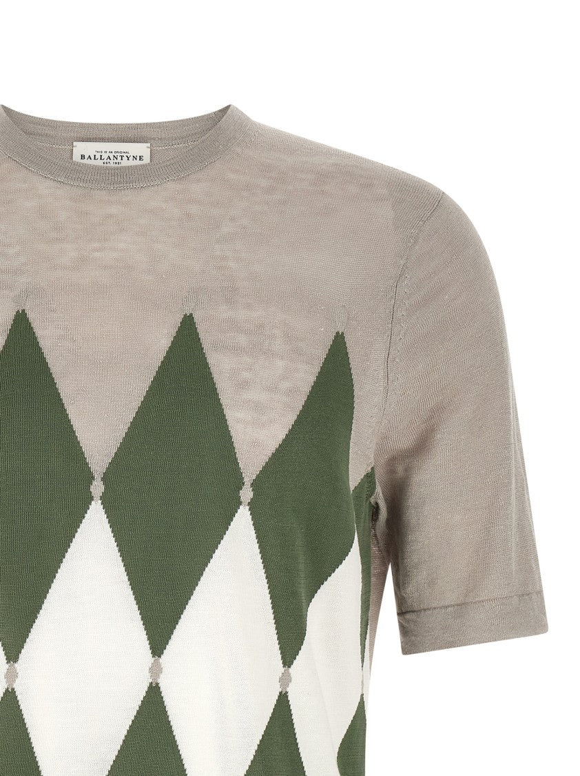 Ballantyne Argyle Jacquard Linen-Cotton Blend T-Shirt