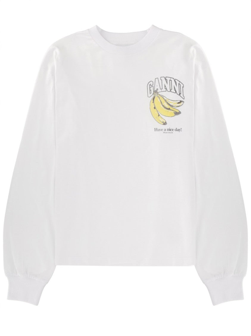 Ganni Relaxed Organic Cotton Banana Sweatshirt