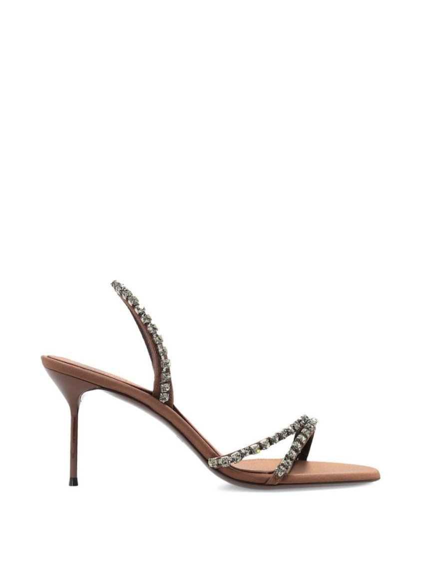 Paris Texas Ebony Silk And Nylon Strappy Sandals