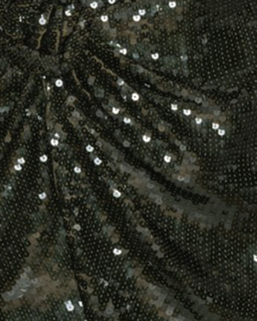 Rotate Fitted Dark Olive Sequined Mini Dress With Draped Detail