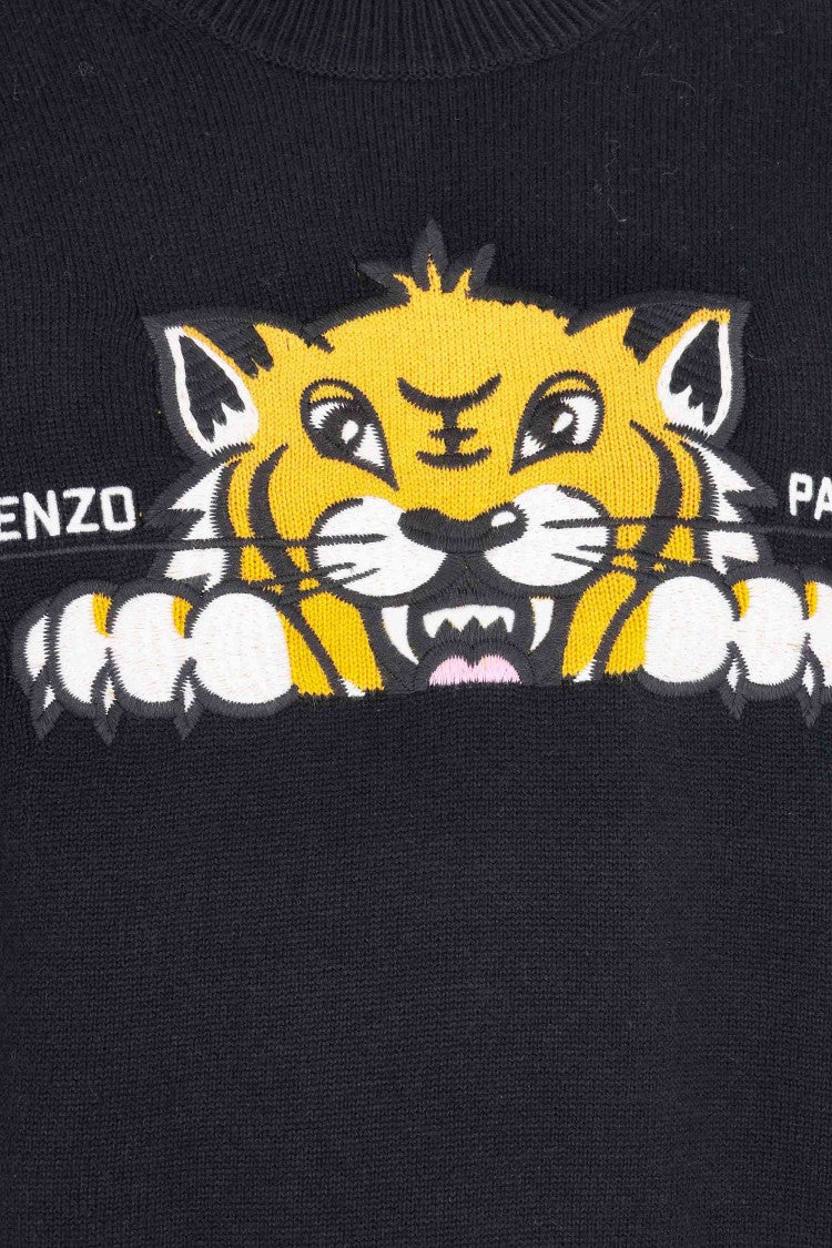 Kenzo Happy Tiger Wool-Cotton Crewneck Sweater