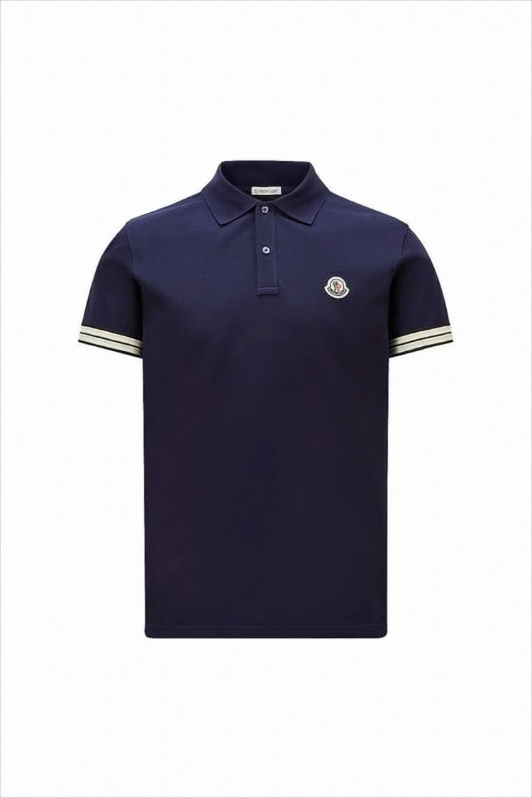 Moncler Short-Sleeve Polo Shirt With Navy
