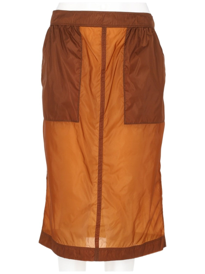 Saint Laurent Pencil Skirt In Semi-Sheer Nylon With Contrast Accents