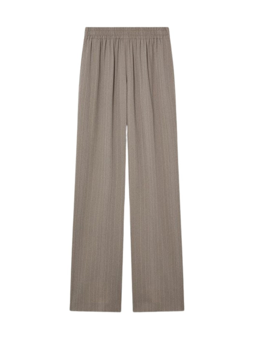 Golden Goose Beige Wool-Viscose Striped Pattern Wide-Leg Pants