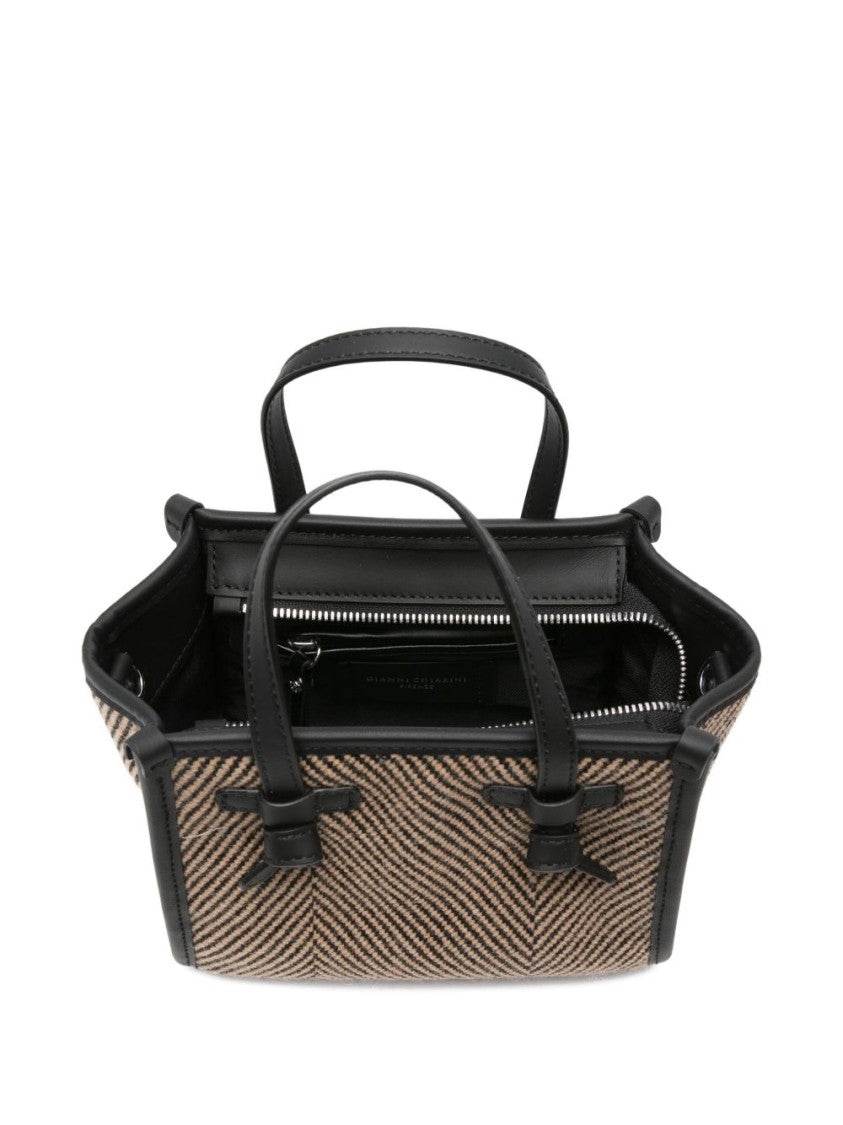 Gianni Chiarini Textured Herringbone Tote Bag With Leather Accents