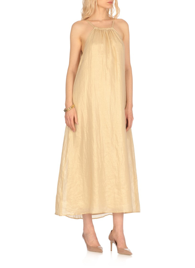 Peserico Aurea Golden Ramie And Viscose Dress
