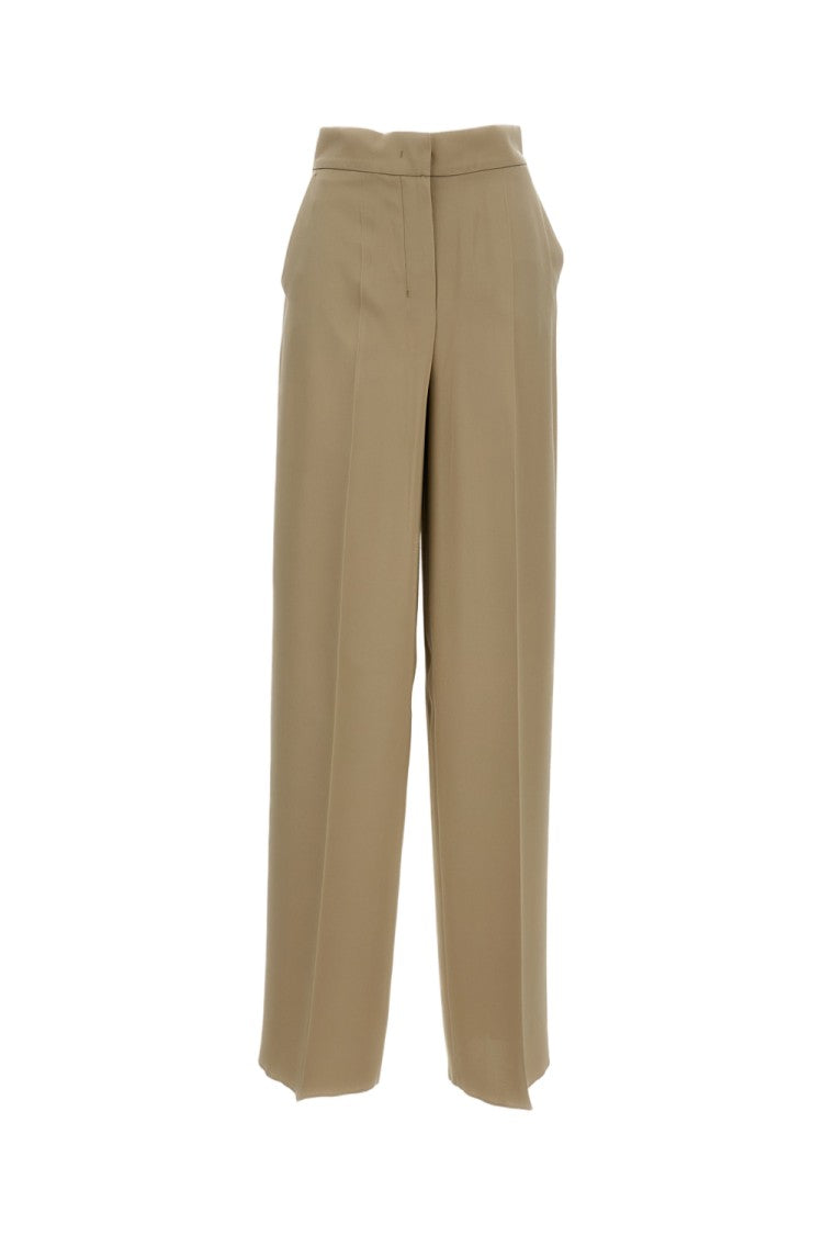 Max Mara Beige Palanca Silk Trousers