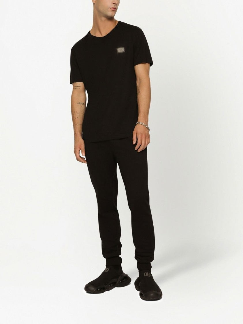 Dolce & Gabbana Black Crew Neck Patch T-Shirt