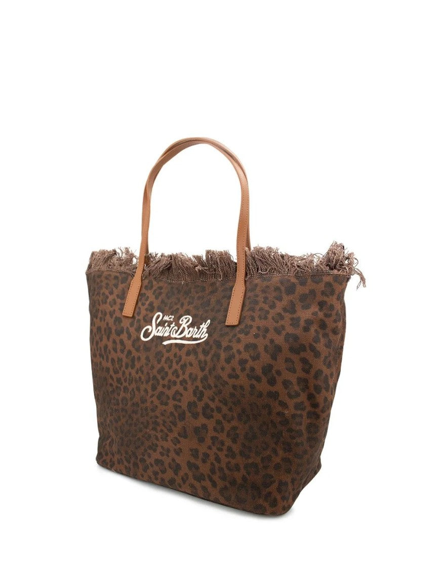 Mc2 Saint Barth Leopard Fringe City Crossbody Bag