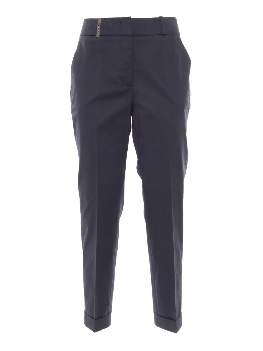 Peserico Tailored Black Trousers With Mid-Rise Waist