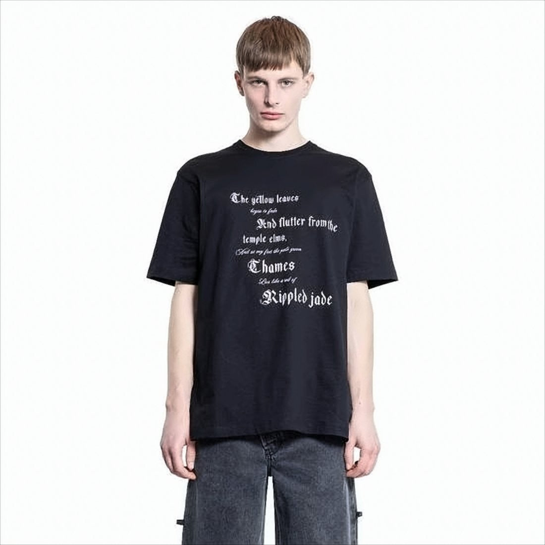 Alexander Mcqueen Black Short-Sleeve T-Shirt With Gothic Print