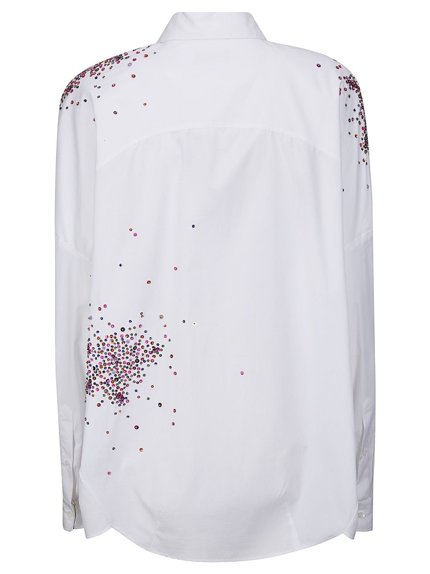 Dries Van Noten Oversized Cotton Shirt With Scattered Sequins