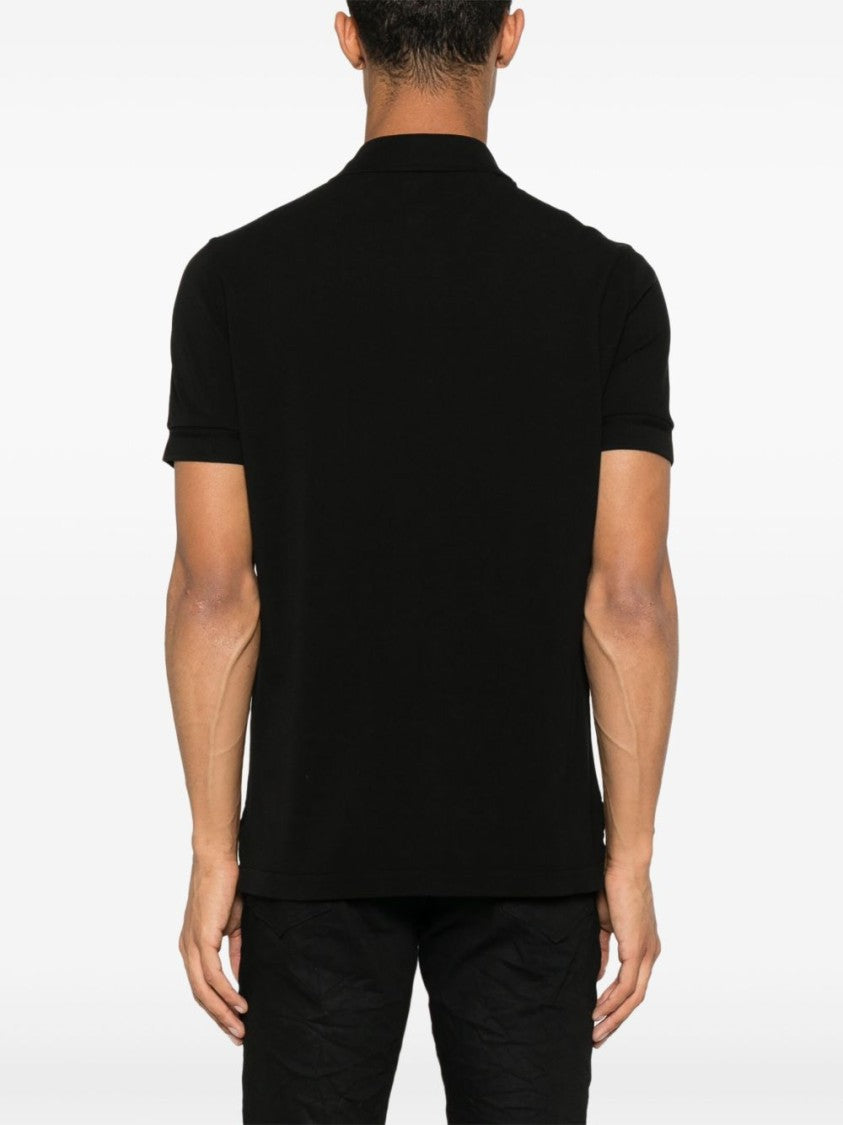 Tom Ford Textured Black Piquet Polo With Classic Details