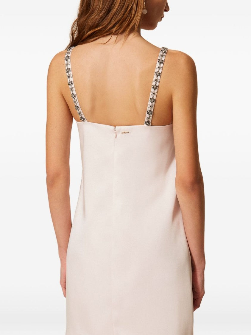 Twin-Set Pink Sand Embroidered Duchesse Mini Dress